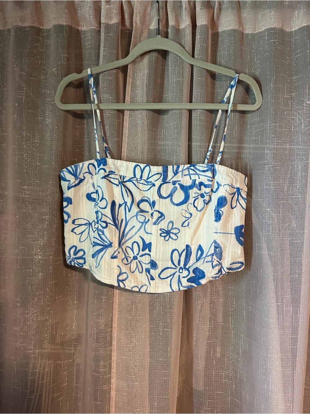 American Eagle Outfitters White Cami with Blue Floral Print